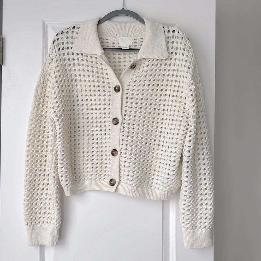 H&M Cream Button-Up Sweater